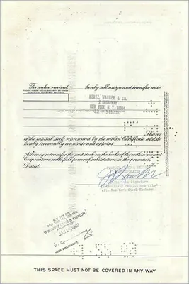 Certificat de 100 actions de la Great Atlantic & Pacific Tea Company — éditeur First National City Bank — Verso