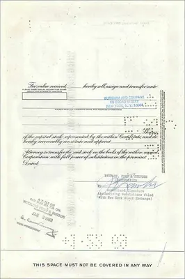 Certyfikat akcji Great Atlantic & Pacific Tea Company — 100 akcji — wydawca Morgan Guaranty Trust Company — Rewers