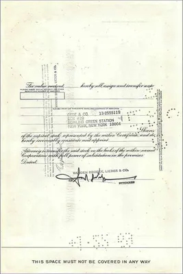 Action de la Great Atlantic & Pacific Tea Company — Vanden Broeck & Co — n° 333199 — Verso