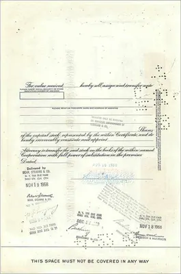 Certificado de 100 acciones de la Great Atlantic & Pacific Tea Company — editor: First National City Bank — Reverso