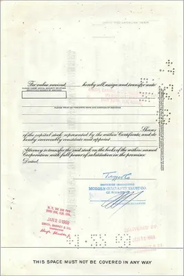 Azione della Great Atlantic & Pacific Tea Company — 100 azioni — editore Morgan Guaranty Trust Co. — Verso