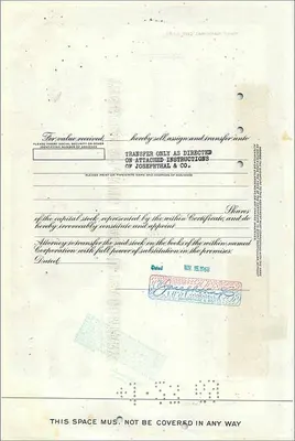 Certificat de parts de la Great Atlantic & Pacific Tea Company — Josephthal & Co — n° 0524825 — Verso