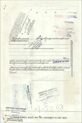 Great Atlantic & Pacific Tea Companyの株式証書 — 50株 — 発行者 Morgan Guaranty Trust Company — 裏面