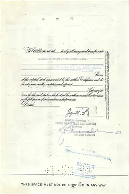 Certificat d'actions de la Great Atlantic & Pacific Tea Company — série 0201177 — Verso