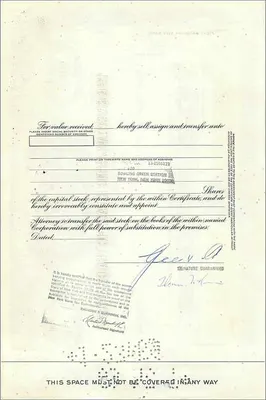 Aandelenbewijs van de Great Atlantic & Pacific Tea Company — 10 aandelen — uitgever Morgan Guaranty Trust Company — Achterkant