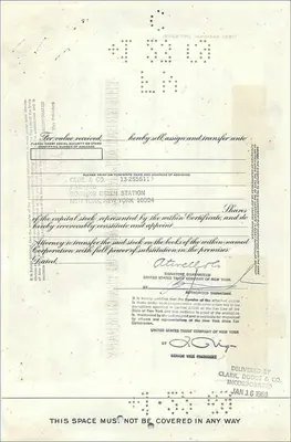 Certificado de acciones de la Great Atlantic & Pacific Tea Company — editor First National City Bank — Reverso