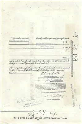 Acción de la Great Atlantic & Pacific Tea Company — certificado de 84 acciones — editor American Bank Note Company — Reverso