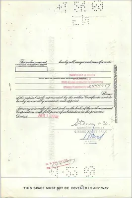 Ação da Great Atlantic & Pacific Tea Company — certificado de 3 ações — editor American Bank Note Company — Verso