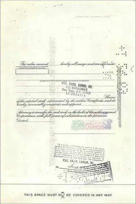 Certificate of shares of the Great Atlantic & Pacific Tea Company — series 0490570 — publisher Morgan Guaranty Trust Company — Back