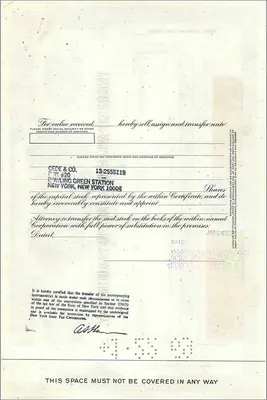 Certificado de acciones de la Great Atlantic & Pacific Tea Company — A. L. Stamm & Co — n° 0528097 — Reverso