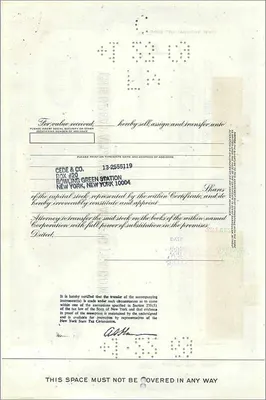 Certificado de acciones de la Great Atlantic & Pacific Tea Company — A&L Stamm & Co — n° 0528103 — Reverso