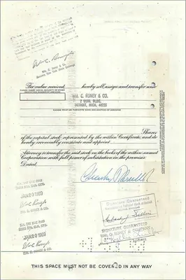 Certificate of Shares of the Great Atlantic & Pacific Tea Company — Charles A. Parcells & Co — No. 0527287 — Back