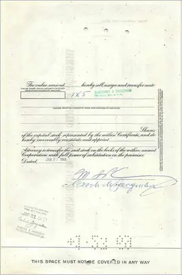 Certificato di quote della Great Atlantic & Pacific Tea Company — serie 5 — editore Morgan Guaranty Trust Company — Verso