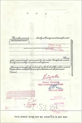 Aktion der Great Atlantic & Pacific Tea Company — Zertifikat für zwei Aktien — First National City Bank — Rückseite