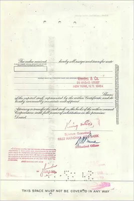 Action of the Great Atlantic & Pacific Tea Company — certificate of 1 share — publisher First National City Bank — Back