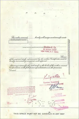 Certificado de acciones de la Great Atlantic & Pacific Tea Company — serie 1, n° 0467599 — Reverso