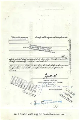 Ação da Great Atlantic & Pacific Tea Company — certificado de 4 ações — editor Morgan Guaranty Trust Company — Verso