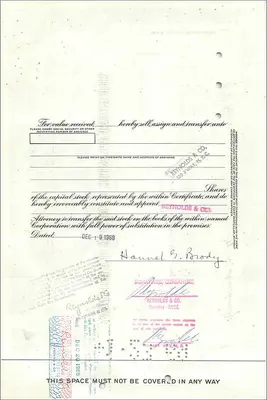 Aandeel van de Great Atlantic & Pacific Tea Company — certificaat van 1 aandeel — uitgever A&P, n° 0386601 — Achterkant