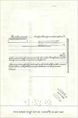 Certificate of Shares of the Great Atlantic & Pacific Tea Company — First National City Bank, New York — Back