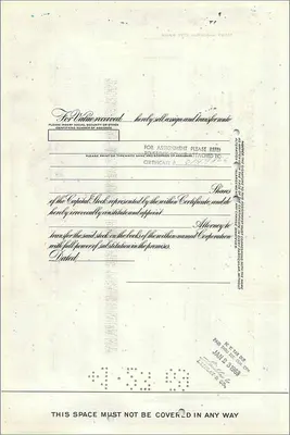 Share certificate of the Great Atlantic & Pacific Tea Company — series 13 — publisher American Bank Note Company — Back