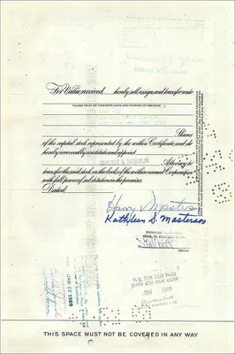 Certificato d'azioni della Great Atlantic & Pacific Tea Company — serie 15 — editore AP — Verso