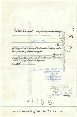 Aktienzertifikat der Great Atlantic & Pacific Tea Company — Mrs Mary Ellen Waldchen, Westfield N.J. — Rückseite