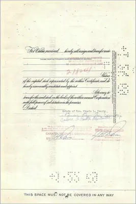 Share Certificate of the Great Atlantic & Pacific Tea Company — Mrs Minnie L Yearby — 25 shares — dated April 8, 1959 — Back