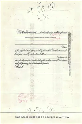 Certificat de parts de la Great Atlantic & Pacific Tea Company — série 1 — éditeur American Bank Note Company — Verso