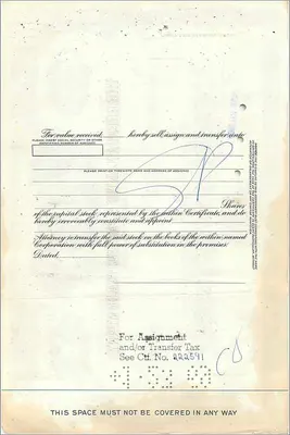 Certificado de ações da Great Atlantic & Pacific Tea Company — Jaesther Holdings Ltd — editor First National City Bank — Verso