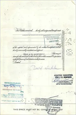 Certificato d'azione della Great Atlantic & Pacific Tea Company — serie 0199205 — editore Morgan Guaranty Trust Company — Verso