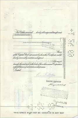Aktienzertifikat der Great Atlantic & Pacific Tea Company — Emil Wetzler — datiert 30. April 1953 — Rückseite