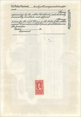 Ação de transferência de títulos da empresa John Blair & Company — John Blair & Company — editor Corporation Sign Co. Chicago — Verso