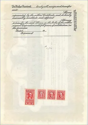 Certificado de acciones de la sociedad John Blair & Company — Delaware — serie B14 — Reverso