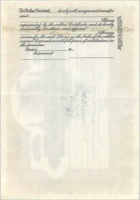 Certificado de acciones de la sociedad John Blair & Company — editor Corporation Supply Co. Chicago, n° B17 — Reverso