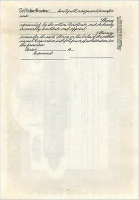 Certificado de acciones de la sociedad John Blair & Company — Delaware — n° de serie B10 — Reverso