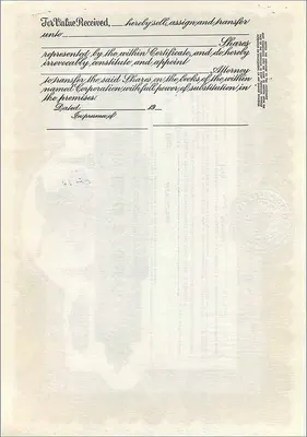 Certificato di quote di John Blair & Company — Classe B — editore: Corporation Surety Co., Delaware — Verso