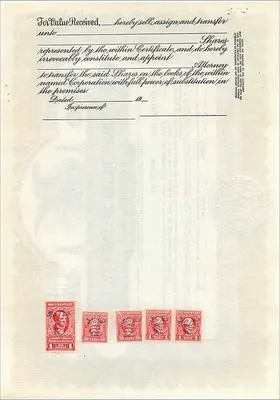 Certificado de acciones de la sociedad John Blair & Company — Delaware — n° B235 — Reverso