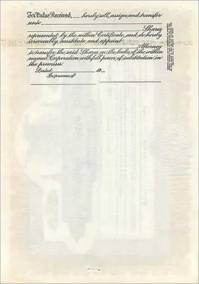 Certificado de acciones de la sociedad John Blair & Company — Delaware — n° B237 — Reverso
