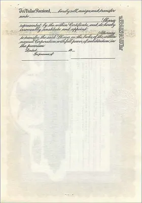 ジョン・ブレア＆カンパニーの株式証明書 — デラウェア — 番号 B240 — 裏面