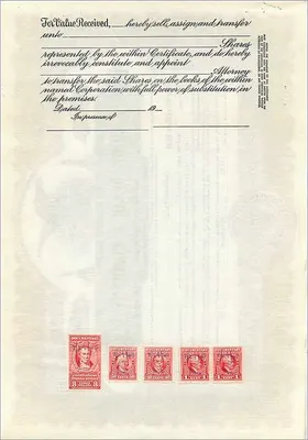 Certificato d'azione di John Blair & Company — Classe B — editore Corporation Supply Co. Chicago — Verso