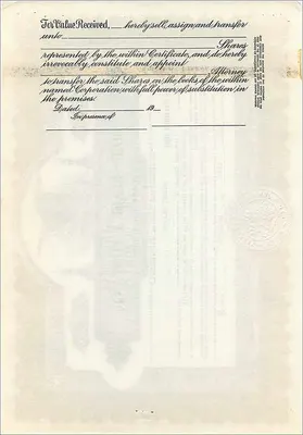 Certificado de acciones de la sociedad John Blair & Company — Delaware — n° B265 — Reverso