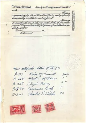 Acción de la sociedad John Blair & Company — acción clase B — editor Corporation Co. Chicago, n° B270 — Reverso