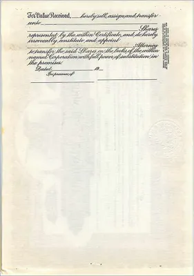 Certificado de acciones de la sociedad John Blair & Company — Delaware — n° B 278 — Reverso