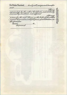 Certificado de acciones de John Blair & Company — Delaware — n° B379 — Reverso