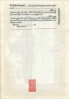 Certificado de acciones de la sociedad John Blair & Company — Delaware — serie B280 — Reverso