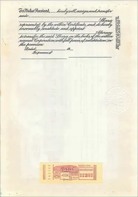 Aktienzertifikat der John Blair & Company — Klasse B — Verlag Corporation Co. Chicago — Rückseite