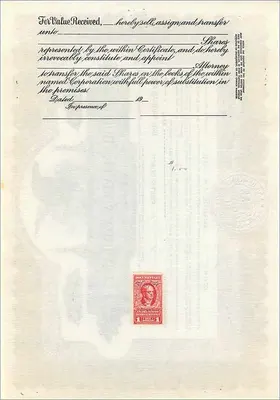Certificado de acciones de la sociedad John Blair & Company — Delaware — serie B286 — Reverso