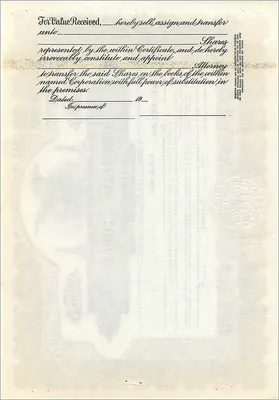 Certificado de ações da empresa John Blair & Company — Delaware — n° B294 — Verso
