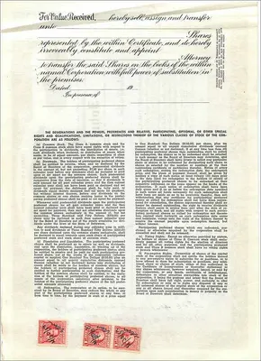 Ação da empresa John Blair & Company — Ação da classe A — Editor não visível — Verso