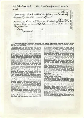 John Blair & Company — Ação da classe A — editor Dwight & M.H. Jackson, Chicago, IL — Verso